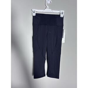 Lululemon Outrun 17” Crop Mesh Leggings Size 2 Black Compression New With Tags